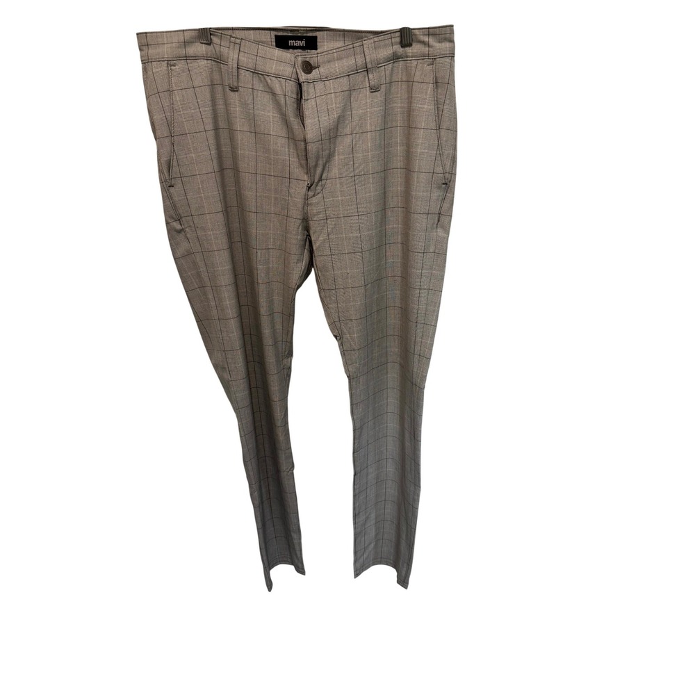 Mavi Milton Men Grey Plaid Mid-Rise Slim Leg Pants Chino Trousers Excellent